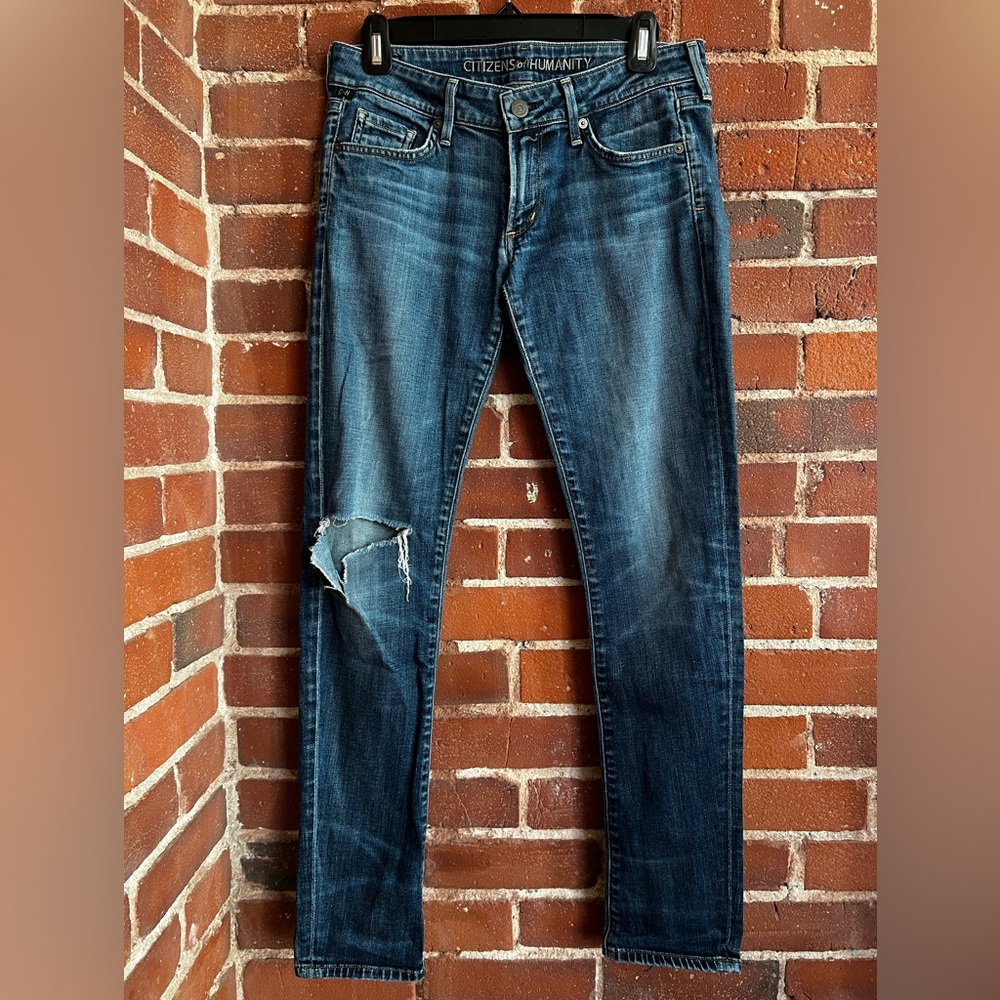 Citizens of Humanity 1443C-357 Racer Skinny Jeans Dark Medium Wash Blue Size 28